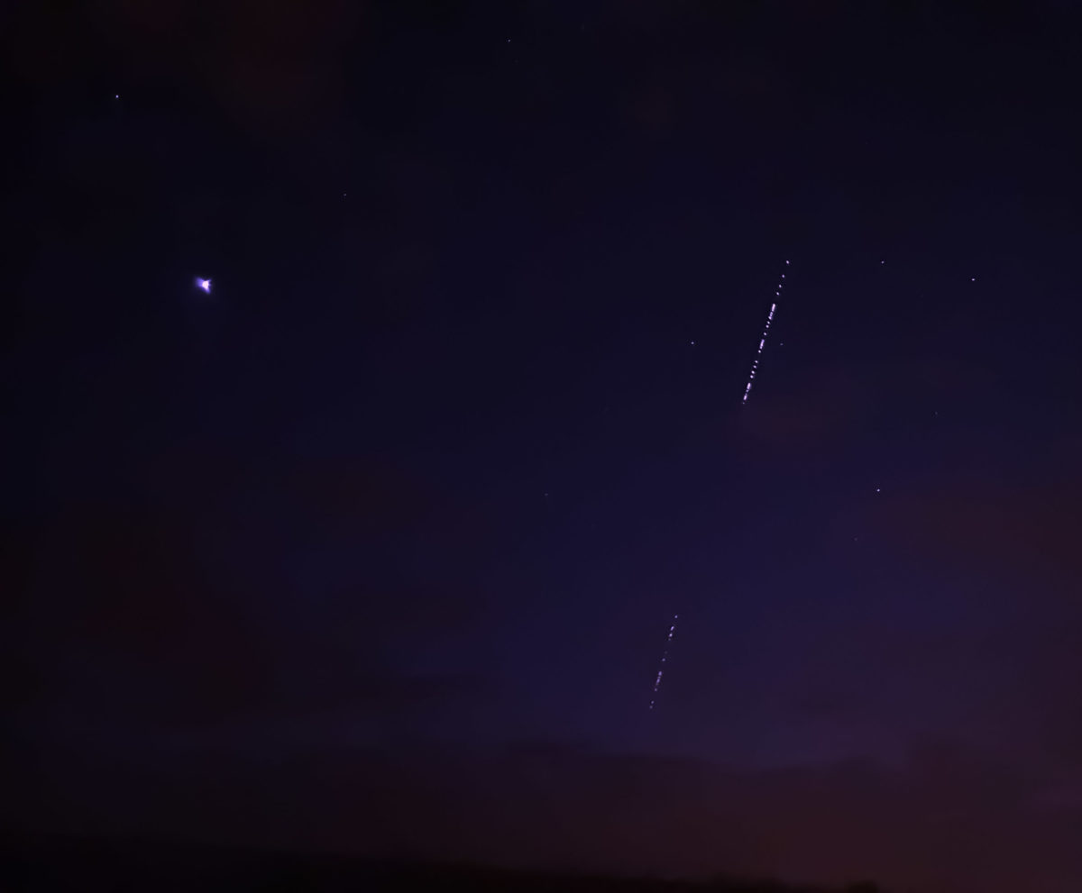The SpaceX Starlink Satellite train in the Night Sky