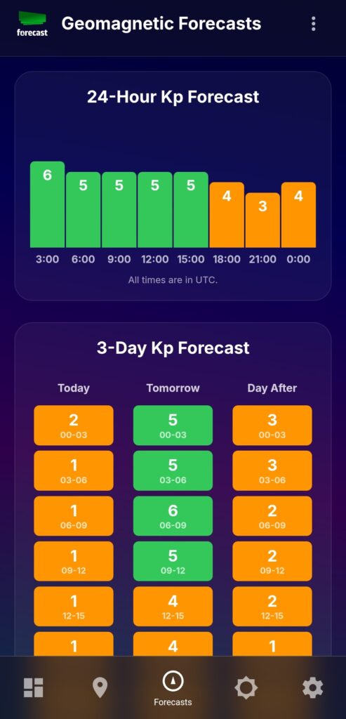 Free aurora forecast app